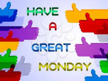 Positive Monday Quotes Thumbs Up Message - 3d Illustration