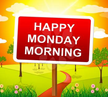 Happy Monday Blessings - Morning Motivation Quote Countryside - 3d Illustration