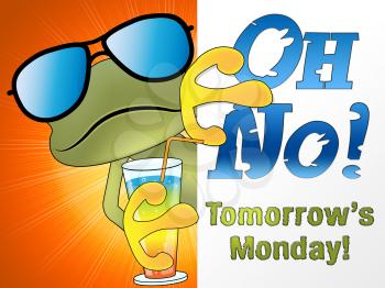 Tomorrow Is Monday Quotes - Sad Frog - 3d Illustration