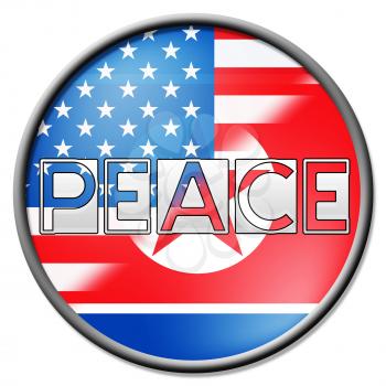 American North Korea Freedom Peace Flag 3d Illustration. Peaceful Meeting And Accord Between United States And Pyongyang Cooperation Talks