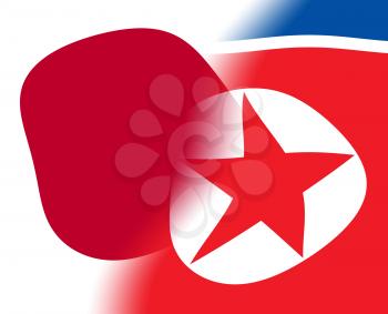 Japan And North Korean Cooperation 3d Illustration. International Diplomacy, Peace And Talks Between Two Countries - Tokyo And Dprk