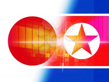 Tokyo And North Korea Dprk Nuke Crisis 3d Illustration. Talks Hope And Military Meeting Between Countries - Japan And Pyongyang