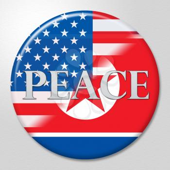 America North Korea Dprk Peace Flag 3d Illustration. Peaceful Love And Accord Between United States And Pyongyang Cooperation Talks