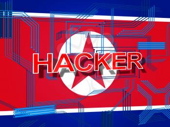 Hackers From North Korea Attack 3d Illustration. Online Criminal Cybercrime Spy From Dprk Using Ransomware And Virus Against Data Information Technology
