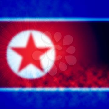 North Korean Background Flag With Copy Space. Korea Blur Texture For NK