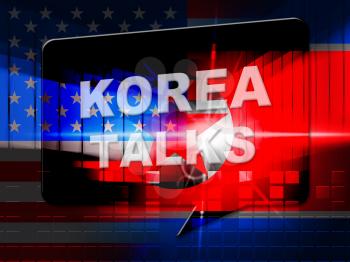 North Korea Peace Cooperation With Usa 3d Illustration. Peace And Talks To Build Accord With Dprk Or NK