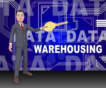Data Warehousing Datacenter Resources Storage 3d Rendering Shows Repository Management And Storage Organization