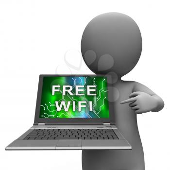 Free Wifi Anywhere Wireless Coverage 3d Rendering Shows Wireless Connectivity On Hotspots For Surfing The Web