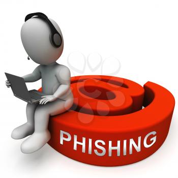 Phishing E-mail Internet Threat Protection 3d Rendering Shows Caution Against Email Phish To Steal Identity Information