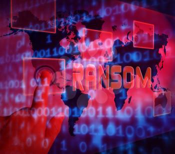 Ransom Computer Hacker Data Extortion 3d Illustration Shows Ransomware Used To Attack Computer Data And Blackmail