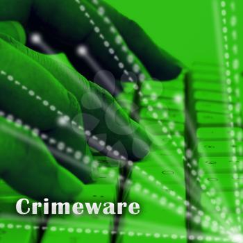Crimeware Digital Cyber Hack Exploit 3d Illustration Shows Computer Crime And Digital Malicious Malware On Internet Or Computer