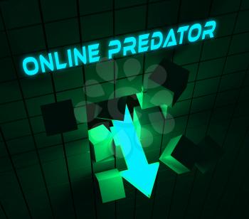 Online Predator Stalking Against Unknown Victim 3d Rendering Shows Cyberstalking Offenders Abuse On Young Teens