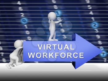 Virtual Workforce Offshore Employee Hiring 3d Rendering Means Recruiting Talent Staff And Teams Overseas 