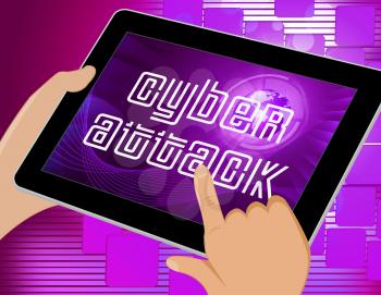 Cyberattack Malicious Cyber Hack Attack 3d Illustration Shows Internet Spyware Hacker Warning Against Virtual Virus