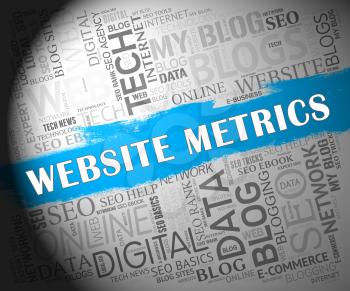 Website Metrics Business Site Analytics 2d Illustration Shows Analytic Forecasts Or Trends For Data Evaluation