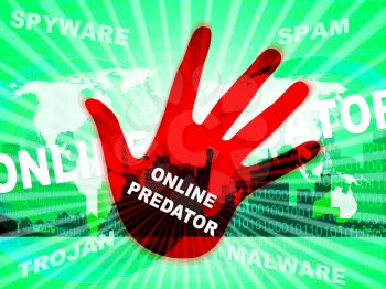 Online Predator Stalking Against Unknown Victim 2d Illustration Shows Cyberstalking Offenders Abuse On Young Teens
