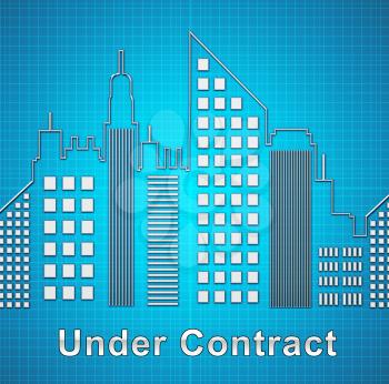 Home Under Contract City Depicts Property Sold And Offer Signed. Legal System For Buying Real Estate - 3d Illustration 