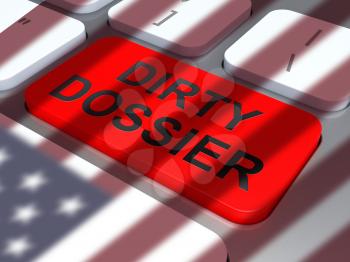 Dirty Dossier Key Containing Political Information On The American President 3d Illustration. Investigation Data From Spying On Russia