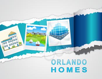 Orlando Home Real Estate Photos Depicts Florida Realty And Rentals. Apartment Or House Buying Broker Downtown - 3d Illustration