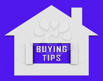 House Buying Tips Icon Depicts Assistance Purchasing Residential Property. Real Estate And Mortgage Finance Guidance - 3d Illustration