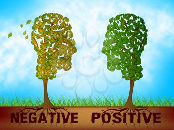 Positive Versus Negative Words Depicting Reflective State Of Mind. Motivation And Optimism Vs Pessimism - 3d Illustration