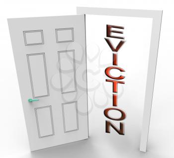 Eviction Notice Doorway Illustrates Losing House Due To Bankruptcy, Debt, Nonpayment Or Landlord Enforcement - 3d Illustration