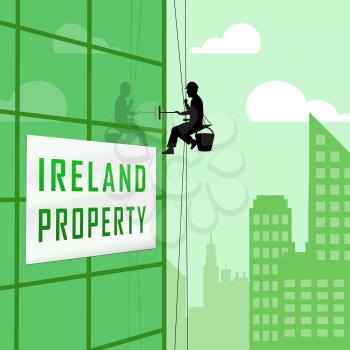 Ireland Property Or Real Estate Building Depicts Buying Or Renting. Realty And Development In Eire - 3d Illustration