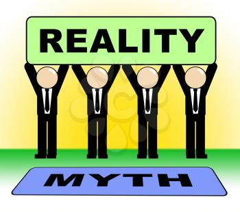 Myth Versus Reality Sign Showing False Mythology Vs Real Life. Truth And Sincerity Against Fantasy - 3d Illustration