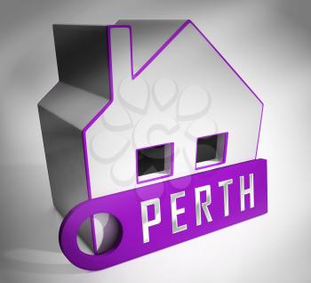 Perth Suburbs Key Showing Property Buying In An Australian City. Residential Homes And Apartments In Western Australia - 3d Illustration