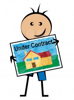 Home Under Contract Symbol Depicting Real Estate Purchase Completed. Legal Documents Finished And House Offer Agreed  - 3d Illustration