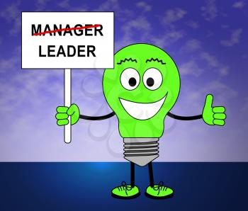 Leader Versus Manager Sign Depicts Supervising Vs Leading. Entrepreneur Vision Compared With Following Rules And Systems - 3d Illustration