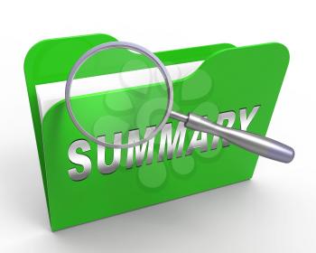 Executive Summary Folder Icon Showing Short Condensed Report Roundup 3d Illustration. Summing Up Information Or Analysis