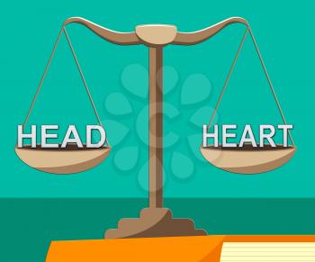 Head Vs Heart Balance Portrays Emotion Concept Against Logical Thinking. Cerebral Reason Versus Soul And Feeling - 3d Illustration