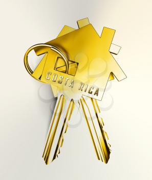 Costa Rica Homes Keys Depicts Real Estate Or Investment Property. Luxury Residential Buying And Ownership - 3d Illustration