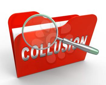 Collusion Report Folder Showing Russian Conspiracy Or Criminal Collaboration 3d Illustration. Secret Government Plotting With Foreign Players