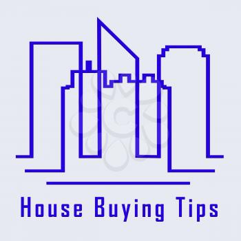 House Buying Tips City Depicts Assistance Purchasing Residential Property. Real Estate And Mortgage Finance Guidance - 3d Illustration