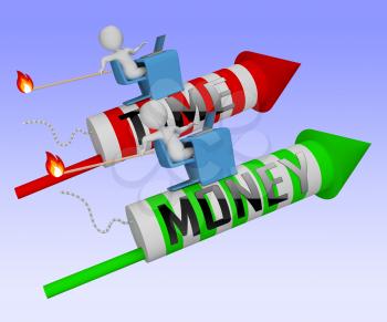 Time Vs Money Rockets Contrasting Earning Money With Leisure Or Retirement. Quit And Live A Relaxing Life Or Work Harder - 3d Illustration
