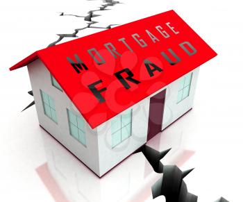 Mortgage Fraud Icon Represents Property Loan Scam Or Refinance Con. Fraudster Doing Hoax For Finance Or Equity Release - 3d Illustration