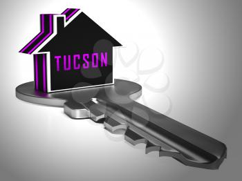Tucson Homes Key Depicts Real Estate Investment In Arizona. Houses And Apartments For Sale - 3d Illustration