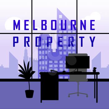 Melbourne Real Estate Property City Representing Australian Realty In Victoria. Urban Downtown Waterfront Residences - 3d Illustration