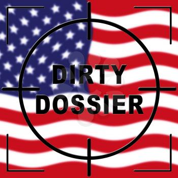 Dirty Dossier Flag Containing Political Information On The American President 3d Illustration. Investigation Data From Spying On Russia