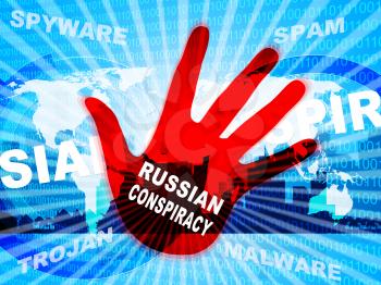 Russian Conspiracy Scheme Hand. Politicians Conspiring With Foreign Governments 3d Illustration. Complicity In Crime Against The Usa