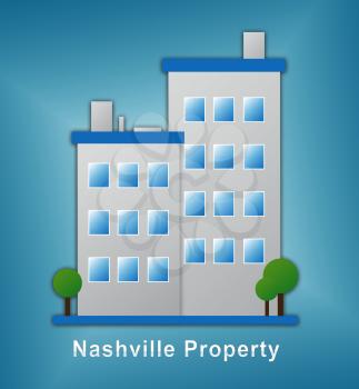 Nashville Homes Real Estate Building Depicts Tennessee Realty And Rentals. Apartment Or House Buying Broker Downtown - 3d Illustration