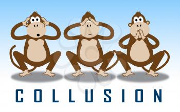 Collusion Report Monkeys Showing Russian Conspiracy Or Criminal Collaboration 3d Illustration. Secret Government Plotting With Foreign Players