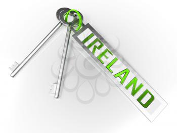Ireland Real Estate Property Key Illustrating Home Purchase Or Renting. Eire Realty For Homeowners And Investors - 3d Illustration