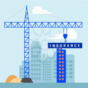 Private Mortgage Insurance City Depicting House Or Apartment Coverage. Property Indemnity And Life Assurance - 3d Illustration