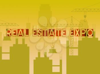Real Estate Expo City Depicting Property Exhibition For Realtors And Buyers. Trade Fair For Housing Purchase And Rentals - 3d Illustration