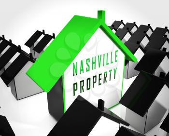 Nashville Homes Real Estate Icon Depicts Tennessee Realty And Rentals. Apartment Or House Buying Broker Downtown - 3d Illustration