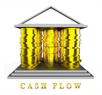 Real Estate Cash Flow Icon Depicting Liquid Assets Or Cash Supply. Buying And Selling Homes Or Apartments  - 3d Illustration
