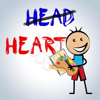 Head Vs Heart Words Portrays Emotion Concept Against Logical Thinking. Cerebral Reason Versus Soul And Feeling - 3d Illustration